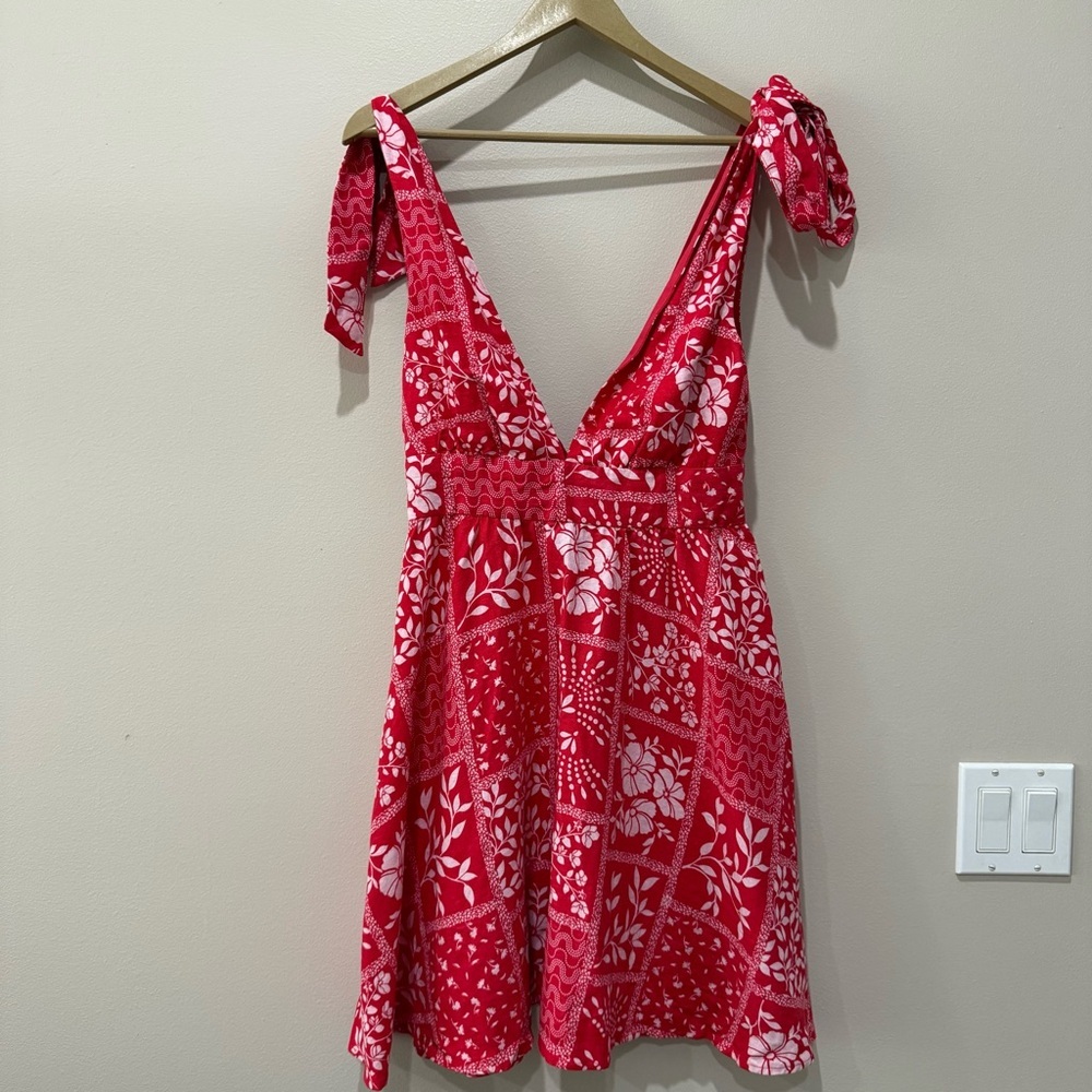 HOUSE OF HARLOW 1960 Revolve Women’s Mini Floral Tie Shoulder Bandana Dress XS